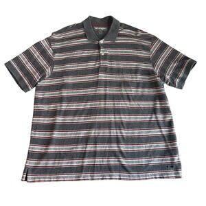 Wrangler HERO Gray Striped Polo Shirt‎ Mens X Large Short Sleeve Casual